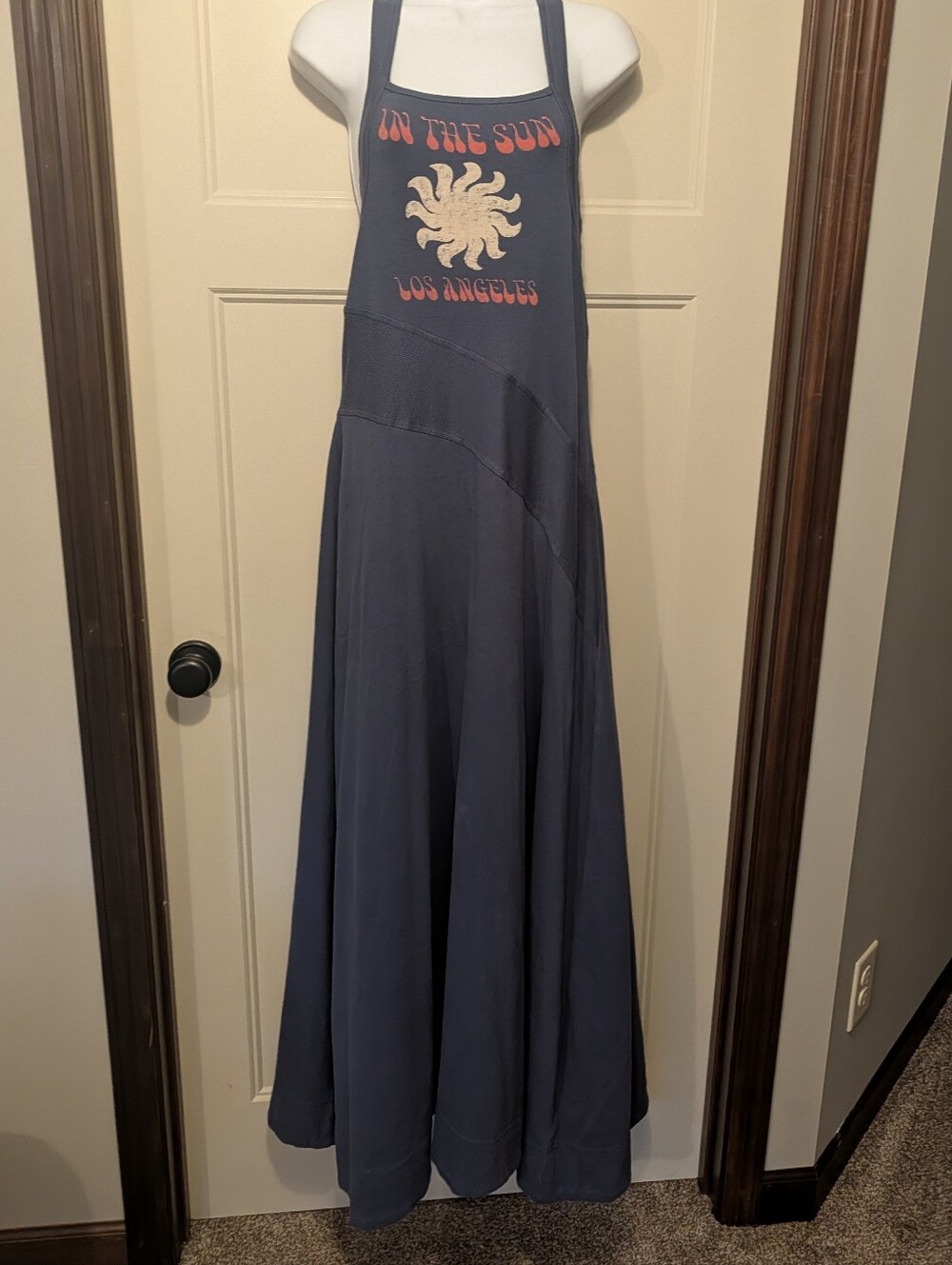 Free People Navy Graphic Halter Maxi Dress - Picture 1 of 5